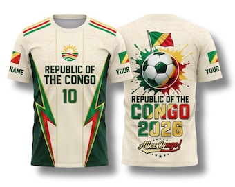 Republic of the Congo Soccer Fan T-Shirt, Custom Name Number Football Tee