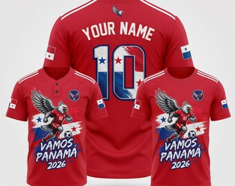 Panama 2026 Soccer Fan Shirt Set, Custom Name Jersey, Polo Tee Button Baseball