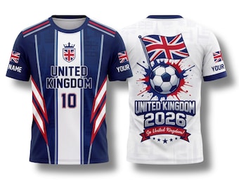 United Kingdom Soccer Fan Shirt 2026, Custom Name Number Jersey, Football T Shirt