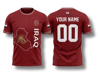Iraq Custom Name Number Shirt, Red Soccer Fan Tee, 2026 Supporter Gift