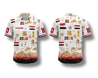 Egypt Hawaiian Shirt 2026 Soccer Fan Gift, Personalized Tropical Button Up Shirt
