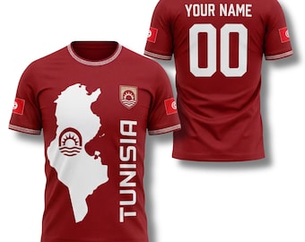 Tunisia Custom Name Number Shirt, Red Soccer Fan Tee, 2026 Supporter Gift