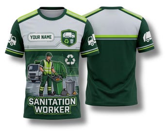 Personalized Sanitation Worker Shirt, Custom Name Garbage Truck Tee, Waste Management Uniform Top