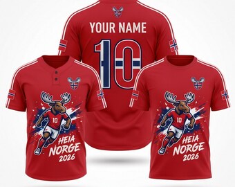 Norway 2026 Soccer Fan Shirt Set, Custom Name Jersey, Polo Tee Button Baseball