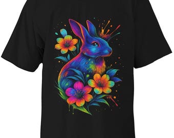 T-shirt "Neon Rabbit" di Dinos / T-shirt oversize ultra-premium unica / Arte streetwear psichedelica / di Dinos