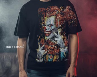 Maglietta oversize Rock Chang Evil Clown - Maglietta grafica in cotone in edizione limitata