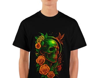 T-shirt grafica con teschio e rosa – Dinos Streetwear