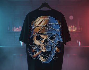 Maglietta Rock Chang War Skull - T-shirt oversize in cotone in edizione limitata