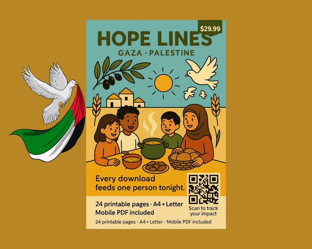 Gaza Print Gaza Coloring Pages for Kids: Hope Lines Printable (PDF & PNG) - Etsy