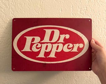 90s retro style vintage Dr Pepper metal sign wall decor gift vintage tin sign for home office garage kitchen vintage gift retro cola soda ad