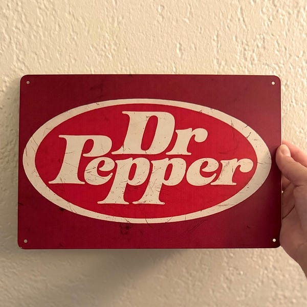90s retro style vintage Dr Pepper metal sign wall decor gift vintage tin sign for home office garage kitchen vintage gift retro cola soda ad