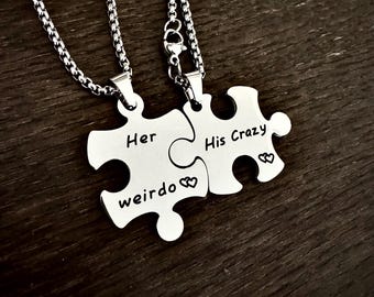 Matching Couples Necklace Set Funny Necklace Cute Gift for Girlfriend Gift for Boyfriend Anniversary Gift for Her Romantic Cute Gift for Him