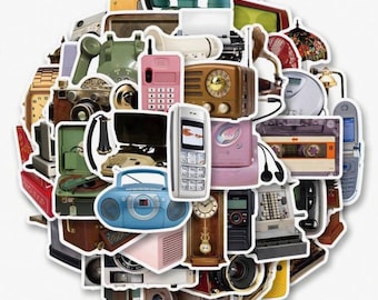 Paquete de pegatinas de tecnología retro de los 90: vinilos vintage