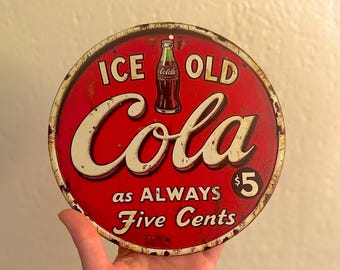 Nostalgic vintage retro Coca Cola metal sign gift retro wall sign vintage nostalgia wall art nostalgic retro gift for friend room decor home