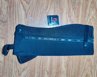 Black Synthetic Suede Half Chaps: Equestrian Riding Gaiters