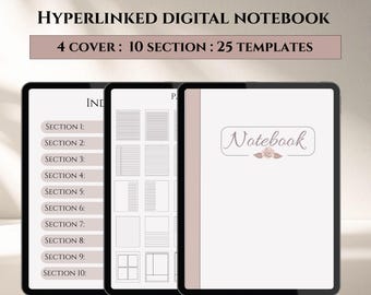 Quaderno digitale estetico, quaderno digitale beige, quaderno goodnotes, quaderno per iPad, quaderno per studenti, quaderno con scheda ipertestuale