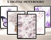 Digital Notebook Bundle • 5 Aesthetic Notebooks • Butterfly & Floral GoodNotes Notebook • Lined Notebook Set • Digital Writing Journal •ipad
