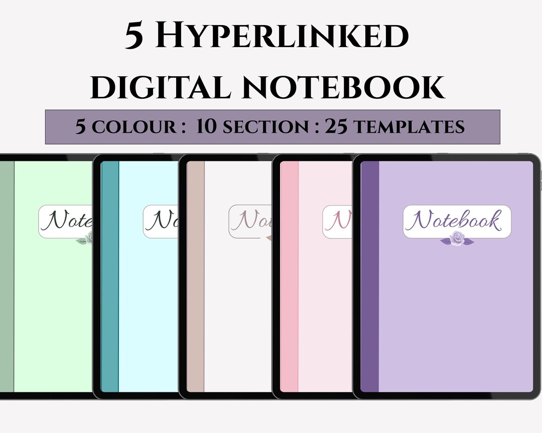 5 Hyperlinked Digital Notebooks Bundle | Aesthetic iPad Notebook ...