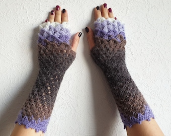 Fingerless Gloves Handmade Wrist Warmers Arm Warmers Mitts Ladies fingerless gloves lacy long mittens Women fingerless