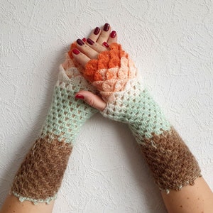 Fingerless Gloves Crocheted mittens Womens gloves Winter gloves, arm warmers, wrist warmers Winter arm warmers Ladies gloves Long gloves image 1