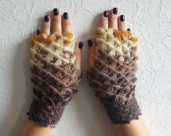 Dragon scale gloves Fingerless gloves Fingerless mittens Knit gloves Boho glove mittens Original mareshop gloves