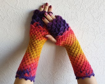 Dragon Gloves -Fingerless gloves - Arm warmers - Long Fingerless Mittens - Hand warmers