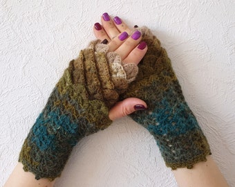 Fingerless gloves - Arm warmers -Fingerless Mittens - Hand warmers-Dragon Gloves - Dragon scale gloves - mareshop gloves