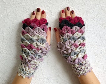 Guantes sin dedos - Calentadores de brazos - Manoplas sin dedos - Calentadores de manos - Guantes Dragon Scale