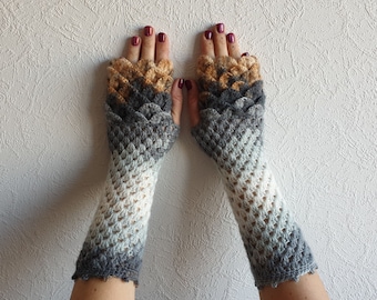 Dragon Scale Gloves - Fingerless gloves - Arm warmers Mareshop gloves