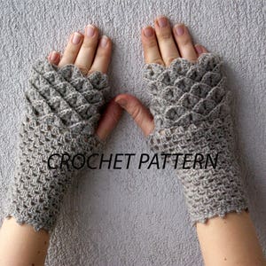 CROCHET PATTERN / Dragon gloves or Crocodile stitch fingerless gloves by Mareshop