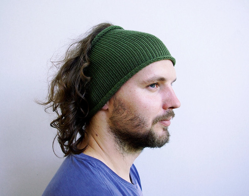 Knitted Mens Headband Guys knit hair wrap olive green Unisex Etsy