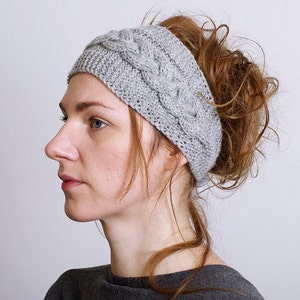 Knitted Headband , Cable knit  Button Closure  Hair Band Light grey, Black, Womens Headband Hair Accessories Womens Accessories