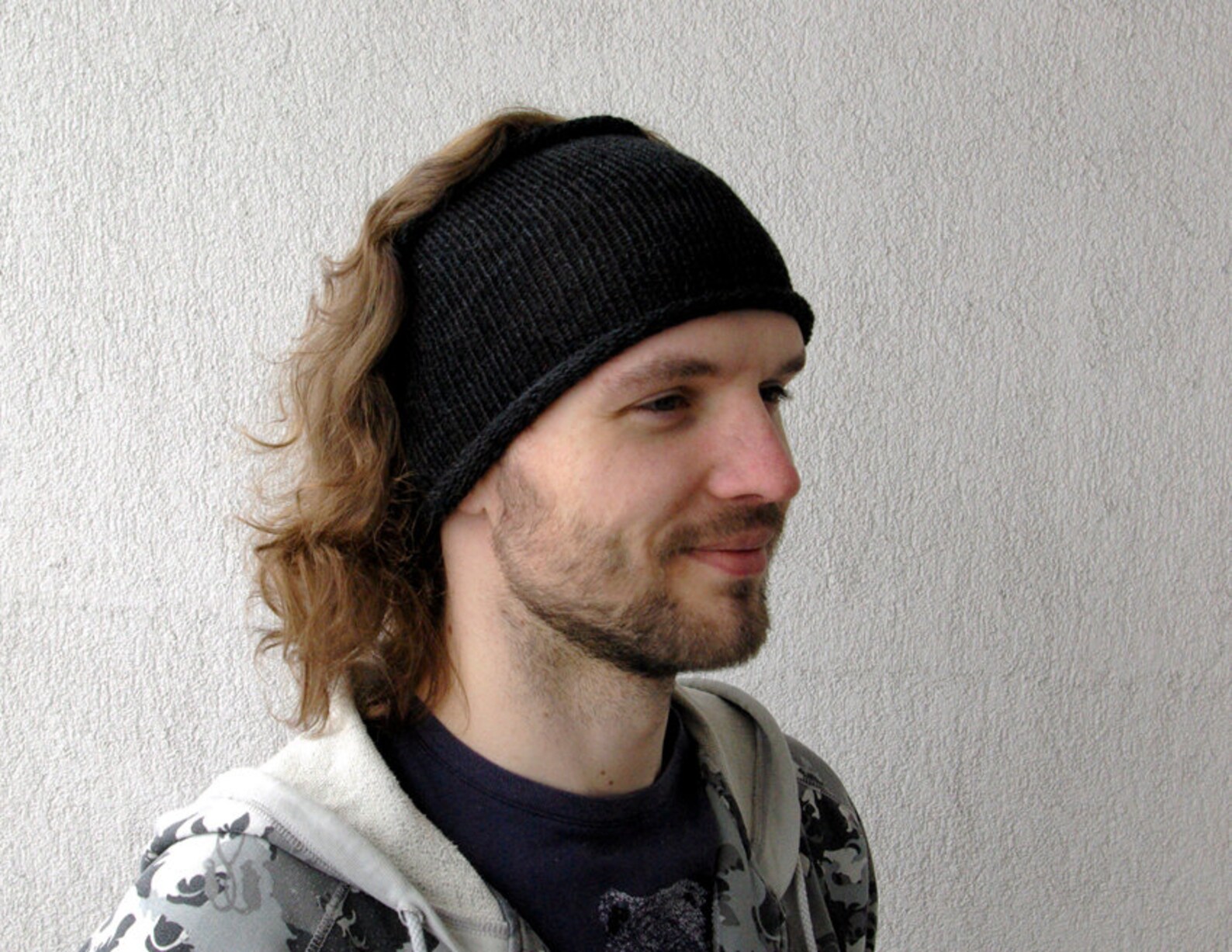 Knitted Mens Headband Guys knit hair wrap Charcoal Unisex Etsy