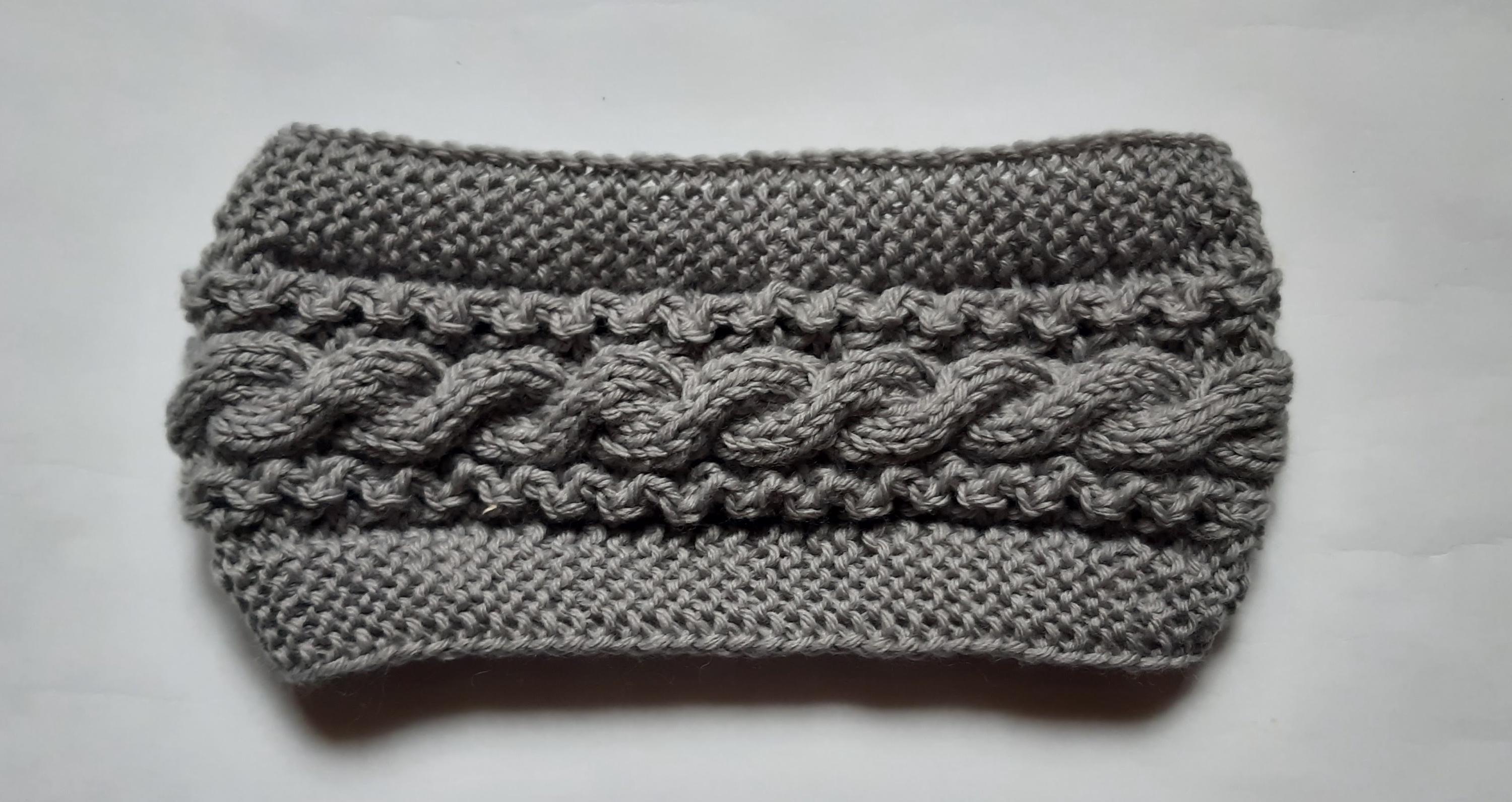 Knitted Headband Ear Warmer Cable Knit- Button Closure Ear