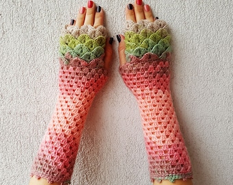 Fingerless gloves Crochet winter gloves Texting gloves Lace womens gloves Scaled Fingerless mittens Wrist warmers