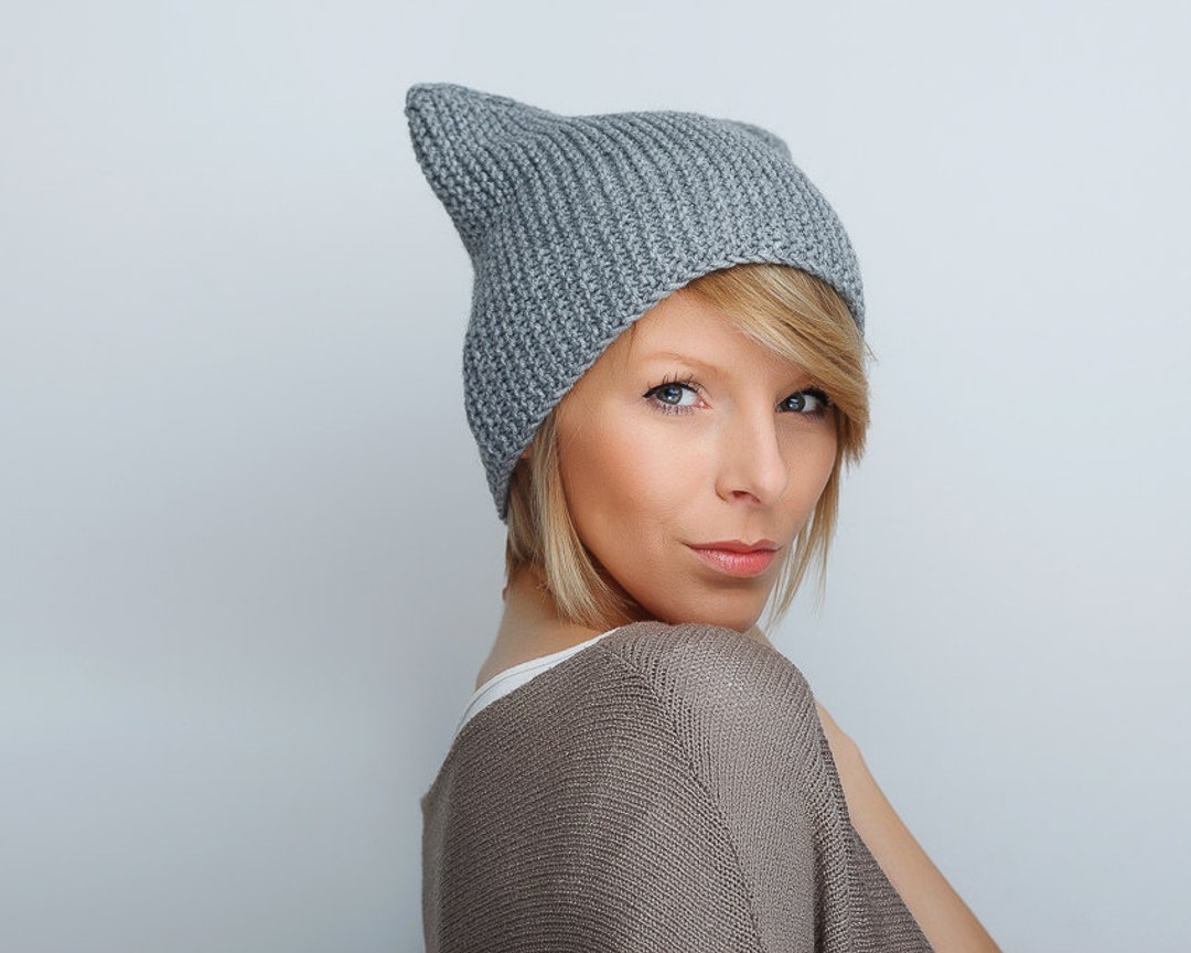 Hat Cat Ear Hat Hand Knit Cat Hat Knit Hat Womens Hat Accsories Winter