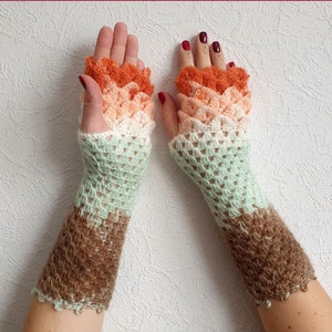 Fingerless Gloves Crocheted mittens Womens gloves Winter gloves, arm warmers, wrist warmers Winter arm warmers Ladies gloves Long gloves image 3