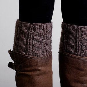 Poignets de botte tricotés à la main Marron chiné Poignets de botte tricotés à la main Jambières Poignets de botte Femme