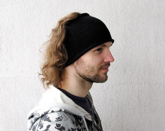 Knitted Mens Headband Guys knit hair wrap - Black Unisex Adults Dread band