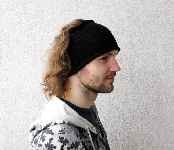 Knitted Mens Headband Guys Knit Hair Wrap Black Unisex Etsy