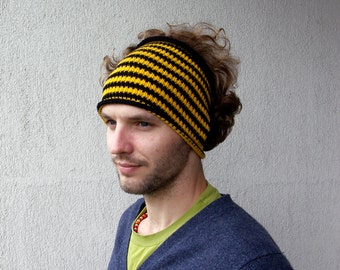 Mens Headband, Striped hair wrap, Dread band, Guys knit hair wrap, Mens dreadlock tube hat