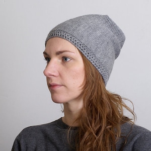 Slouchy Beanie, Knitted Hat, Hand Knit Hat, Slouchy Hat, Mens Hats, Womens Slouchy Hat, Unisex Beanie, Gray, Light Gray, Black Color