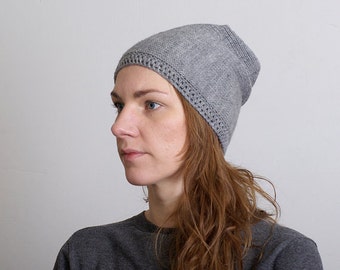 Slouchy Beanie, Knitted Hat, Hand Knit Hat, Slouchy Hat, Mens Hats, Womens Slouchy Hat, Unisex Beanie, Gray, Light Gray, Black Color