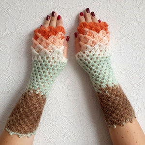Fingerless Gloves Crocheted mittens Womens gloves Winter gloves, arm warmers, wrist warmers Winter arm warmers Ladies gloves Long gloves image 2