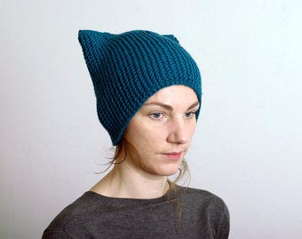 Gorro Cat Knit Gorro de mujer Knit Cat Hat Gorros de punto - Accesorios de mujer Gorro de invierno color turquesa