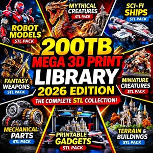 Mega STL Pack for 3D Printing | Articulated Dragons & Animals, Tabletop RPG Miniatures, Cosplay Files | Digital Download