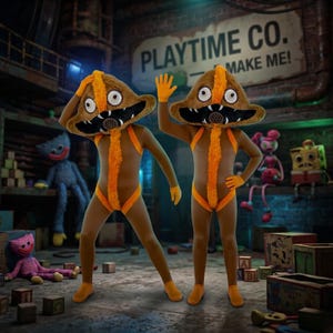 2026 Horror Game Play Time Monster Cosplay Costume Brown Jumpsuit with Headgear Adutls Men Women Halloween Carnival Party Outfit