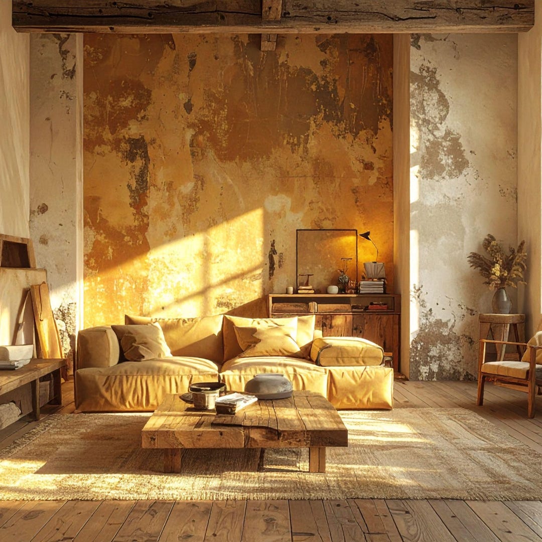 Rustic Golden Design Rustic Golden Living Room With Warm Natural Light - Etsy