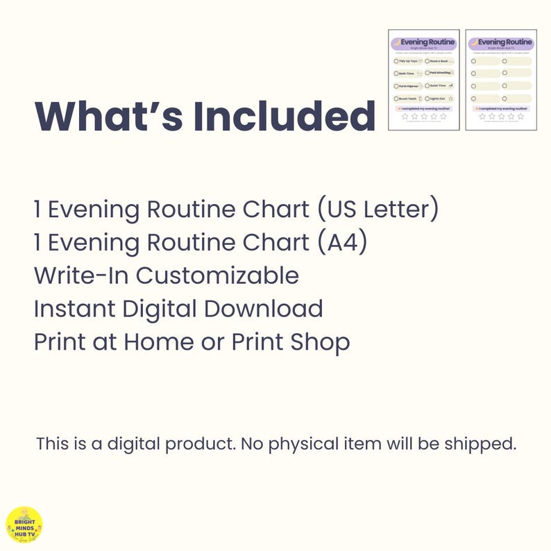 Kids Evening Routine Chart | Visual Bedtime Schedule (digital Download ...