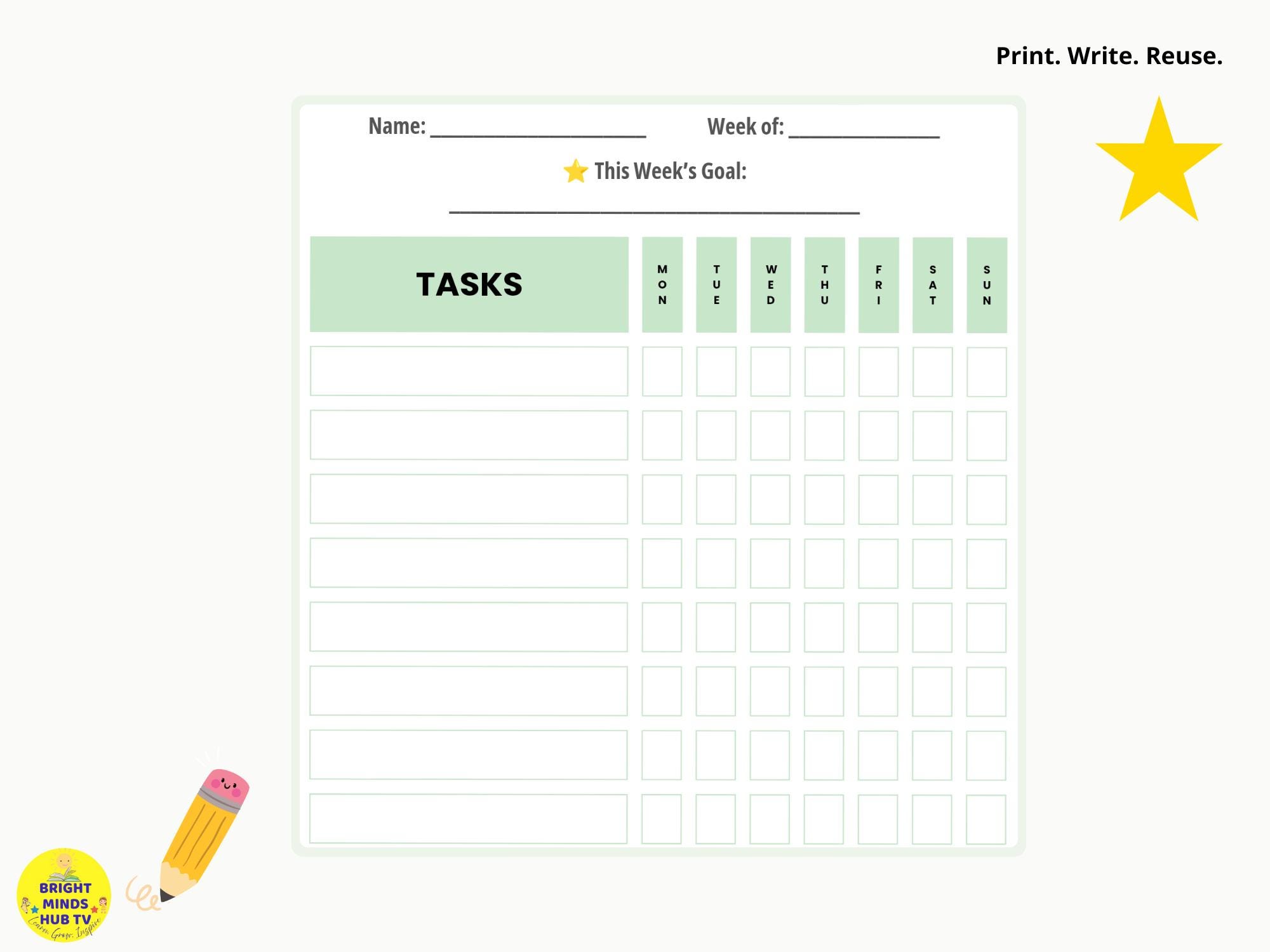 Kids Weekly Chore Chart Printable | Build Independence & Responsibility ...